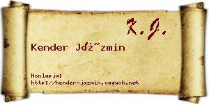 Kender Jázmin névjegykártya